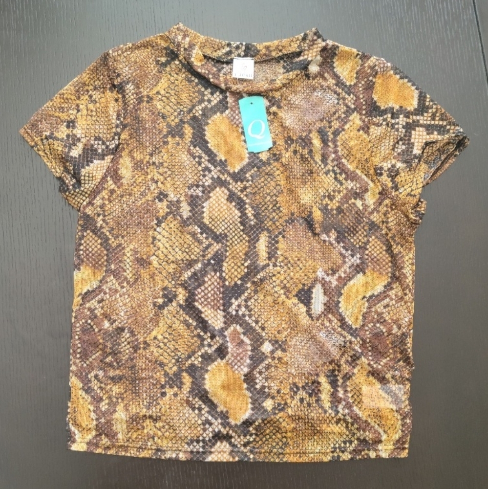 Sheer Snakeskin Cropped Top